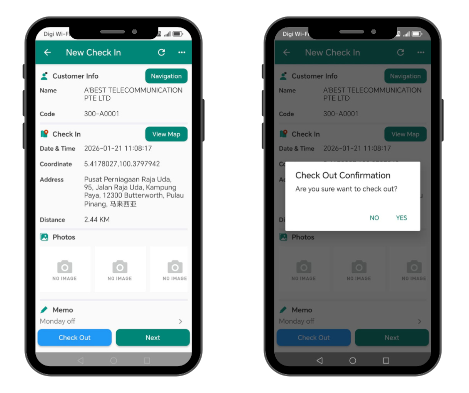 Salesman Check in & Check Out
